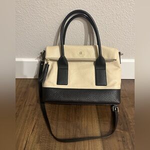 Kate Spade Cream and Black Women's Leather Satchel Bag